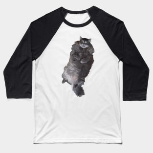 Gray Long Haired Cat Baseball T-Shirt